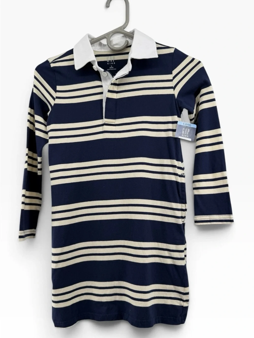 GAP Navy and Cream Striped Rugby Shirt Dress